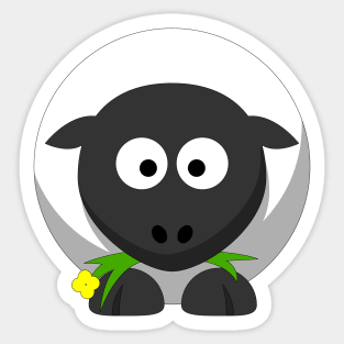 Happy Cute Sheep With Flower Sticker